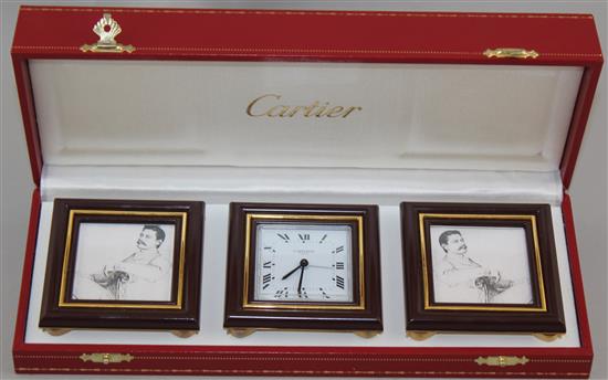 A Must de Cartier desk set, timepiece 3in.